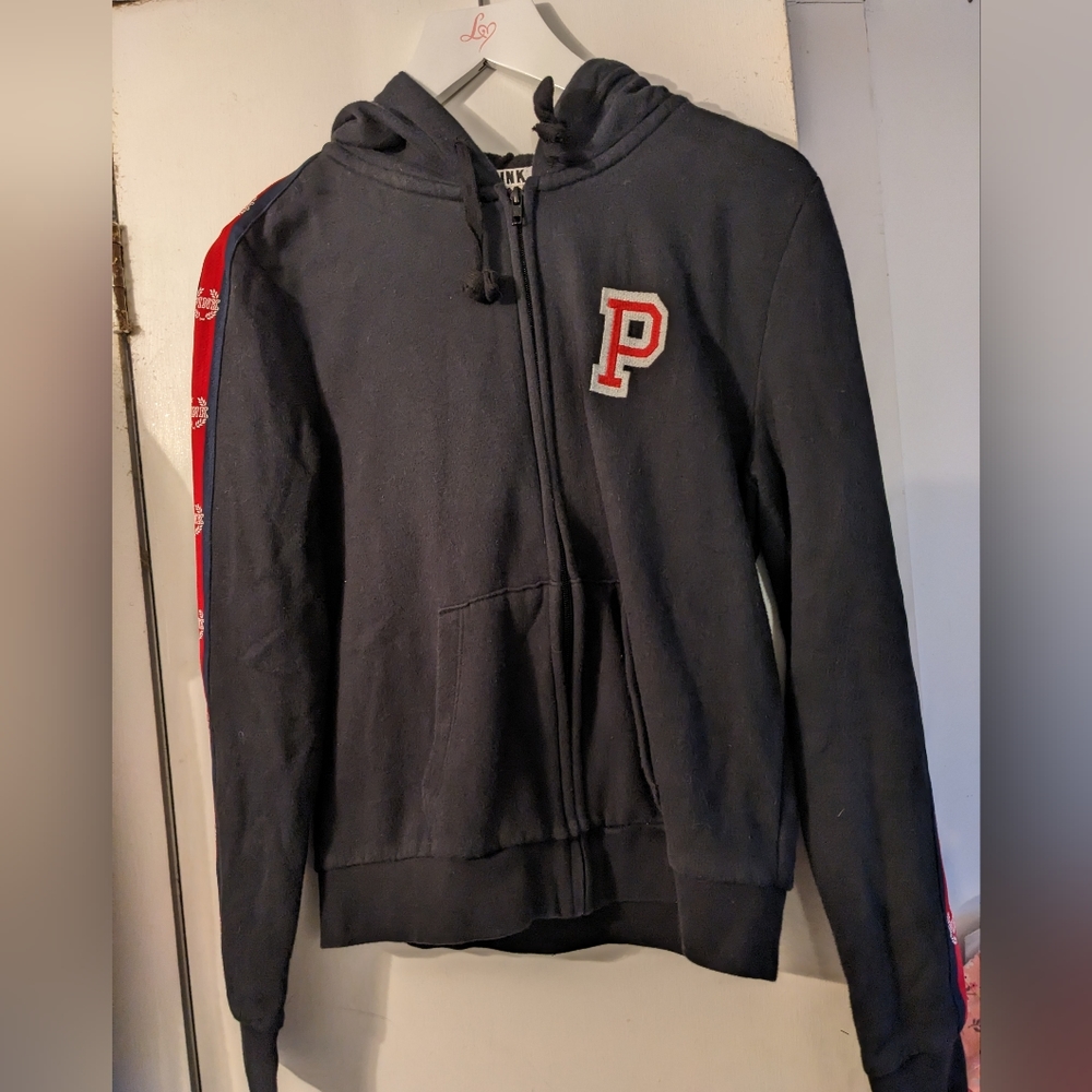 Pink University Hoodie Zip-up Size Small